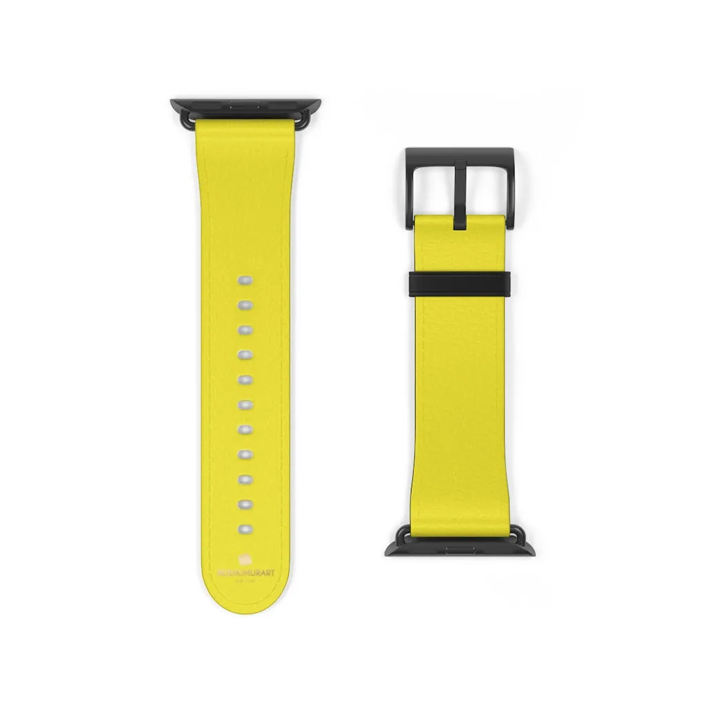 Yellow Solid Color Watch Band, 38mm/42mm Watch Band Strap For Apple Watches- Made in USA