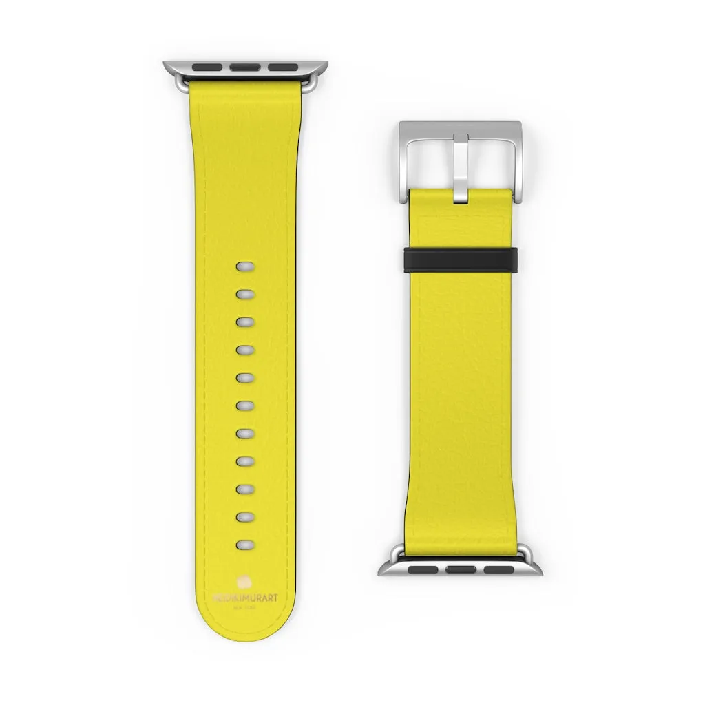 Yellow Solid Color Watch Band, 38mm/42mm Watch Band Strap For Apple Watches- Made in USA
