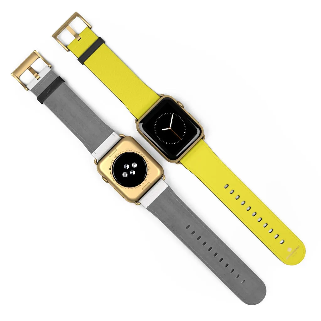 Yellow Solid Color Watch Band, 38mm/42mm Watch Band Strap For Apple Watches- Made in USA