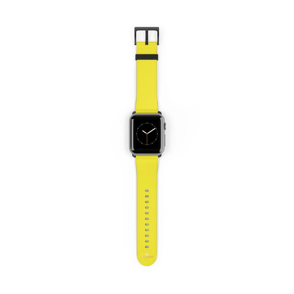 Yellow Solid Color Watch Band, 38mm/42mm Watch Band Strap For Apple Watches- Made in USA