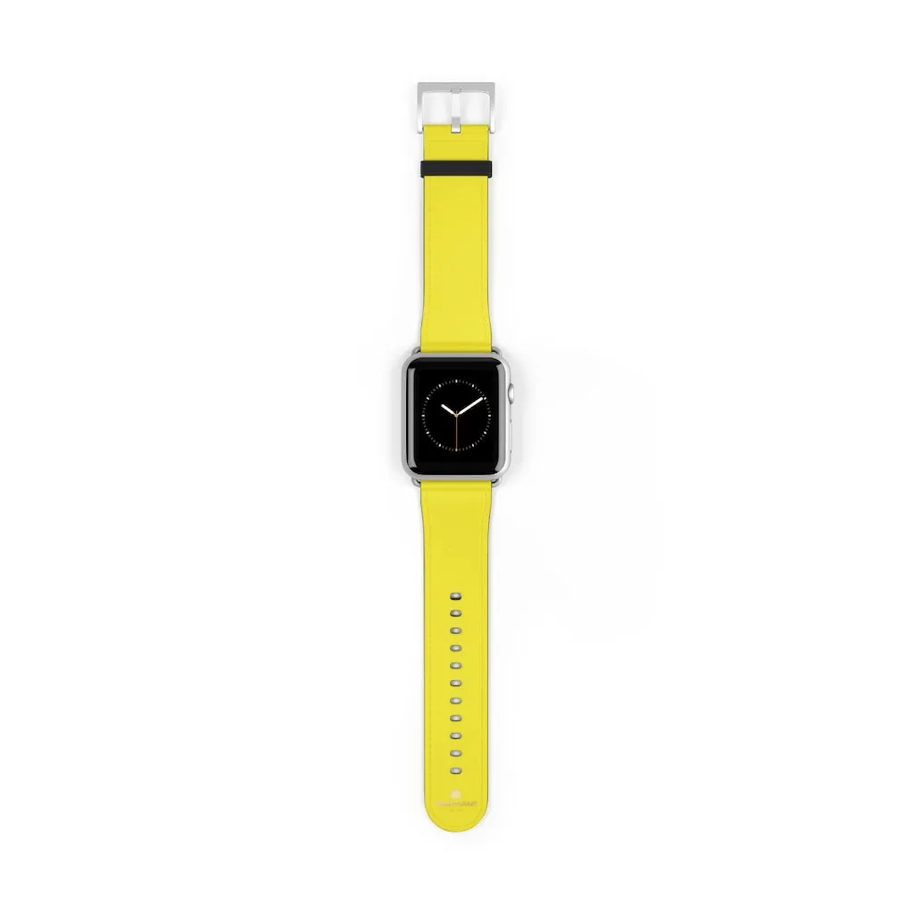 Yellow Solid Color Watch Band, 38mm/42mm Watch Band Strap For Apple Watches- Made in USA