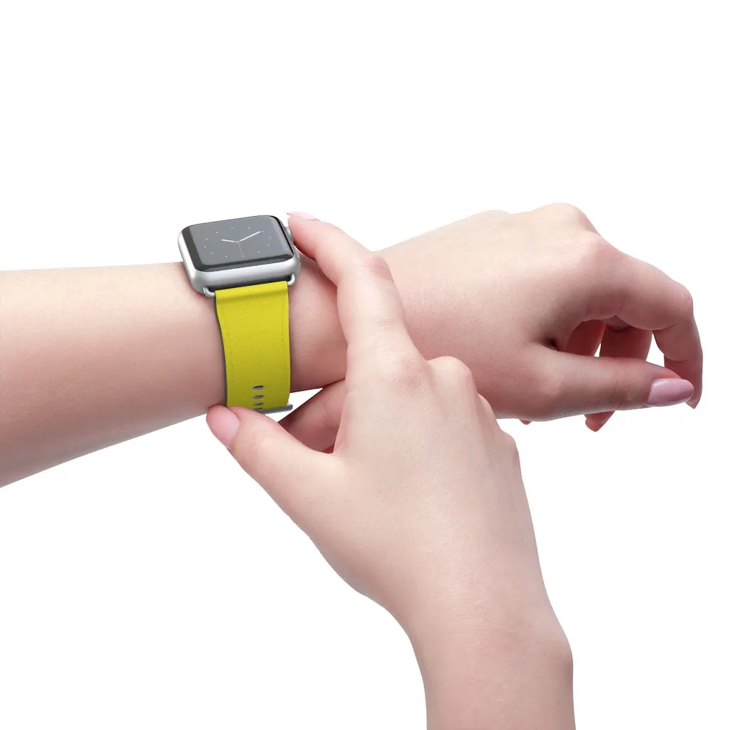 Yellow Solid Color Watch Band, 38mm/42mm Watch Band Strap For Apple Watches- Made in USA