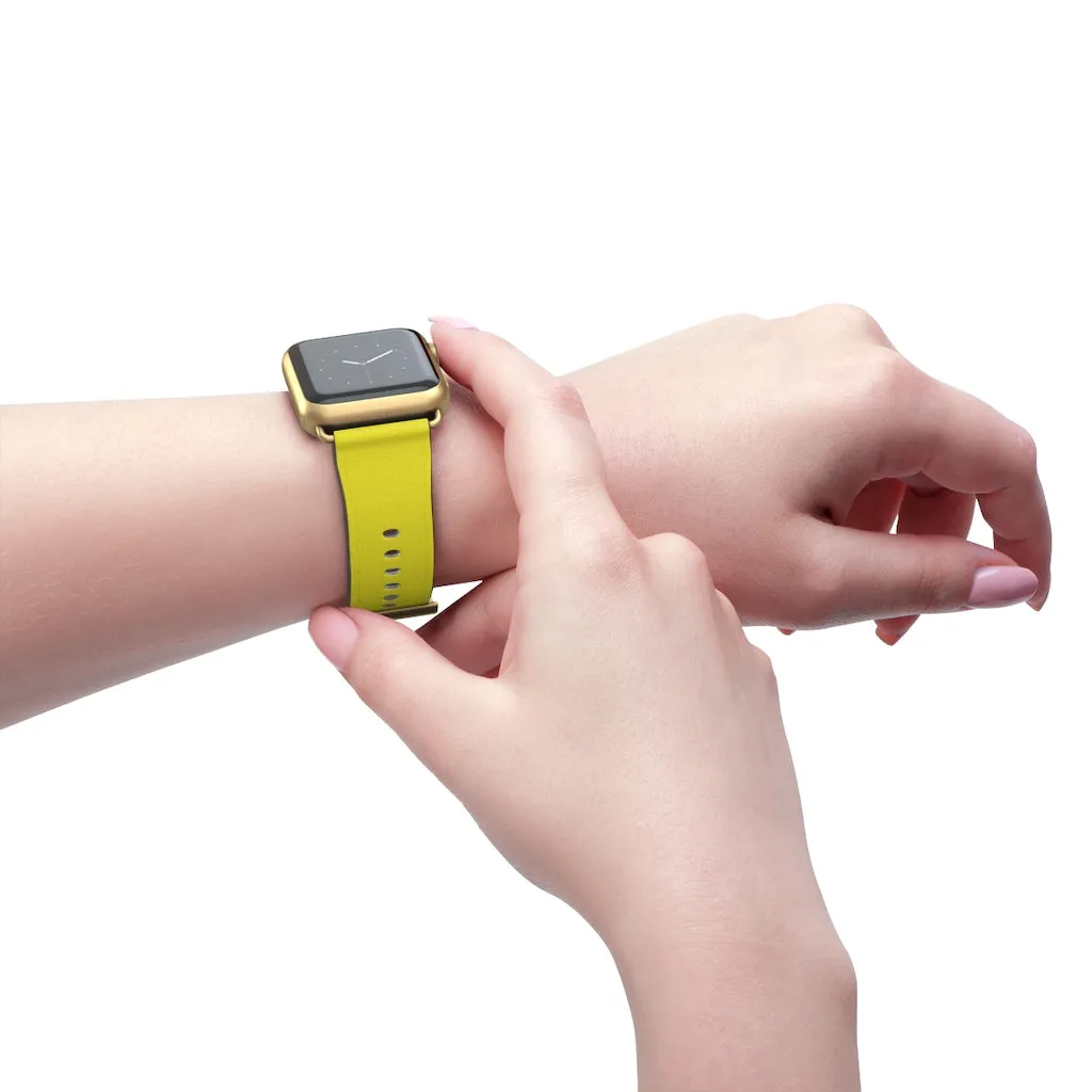 Yellow Solid Color Watch Band, 38mm/42mm Watch Band Strap For Apple Watches- Made in USA