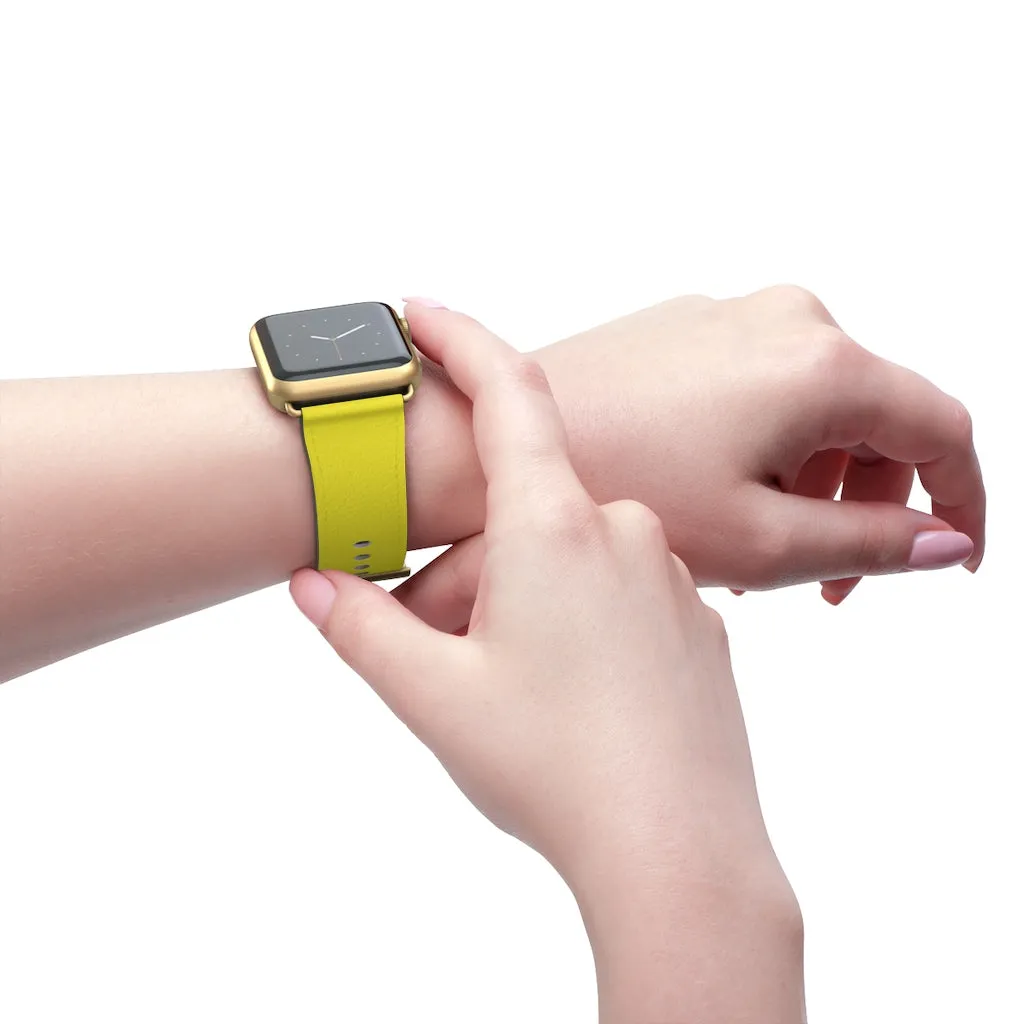 Yellow Solid Color Watch Band, 38mm/42mm Watch Band Strap For Apple Watches- Made in USA