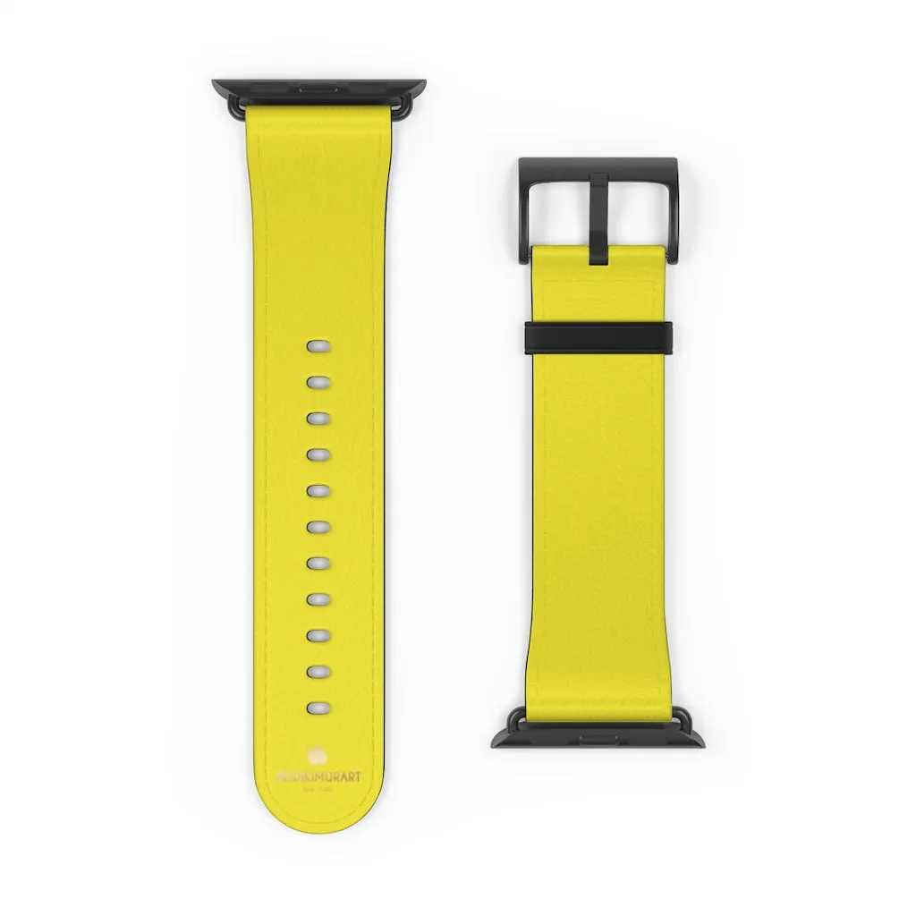 Yellow Solid Color Watch Band, 38mm/42mm Watch Band Strap For Apple Watches- Made in USA