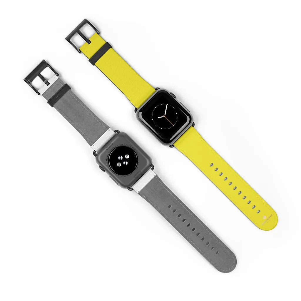 Yellow Solid Color Watch Band, 38mm/42mm Watch Band Strap For Apple Watches- Made in USA