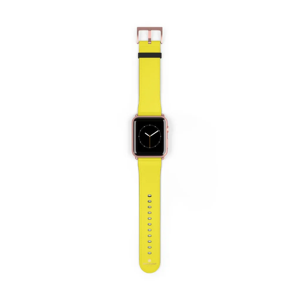Yellow Solid Color Watch Band, 38mm/42mm Watch Band Strap For Apple Watches- Made in USA