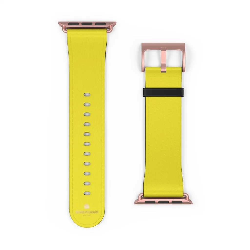 Yellow Solid Color Watch Band, 38mm/42mm Watch Band Strap For Apple Watches- Made in USA