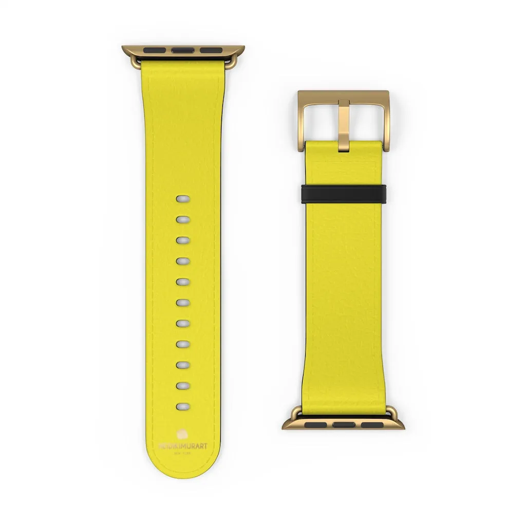 Yellow Solid Color Watch Band, 38mm/42mm Watch Band Strap For Apple Watches- Made in USA