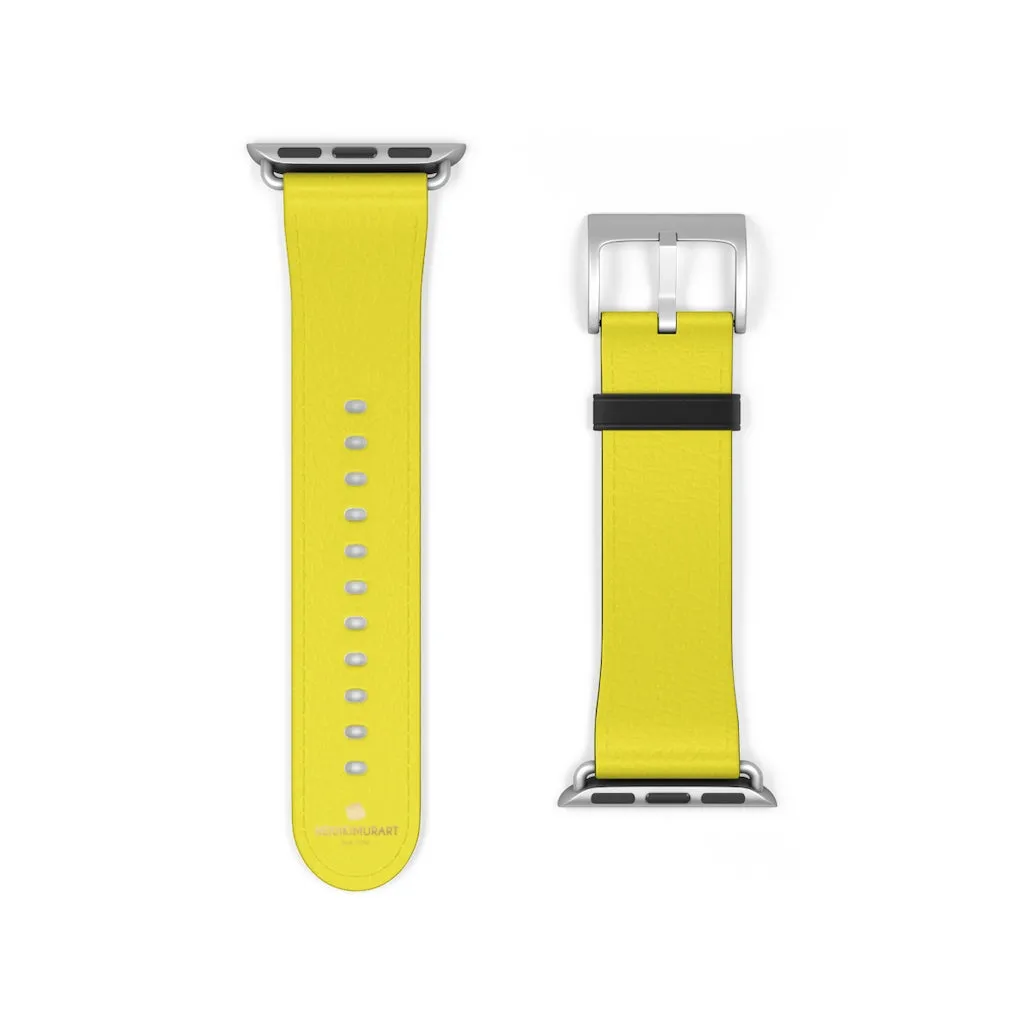 Yellow Solid Color Watch Band, 38mm/42mm Watch Band Strap For Apple Watches- Made in USA