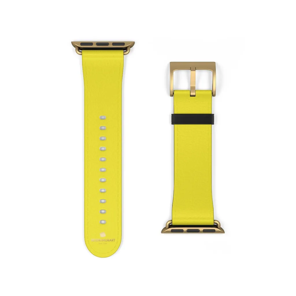 Yellow Solid Color Watch Band, 38mm/42mm Watch Band Strap For Apple Watches- Made in USA