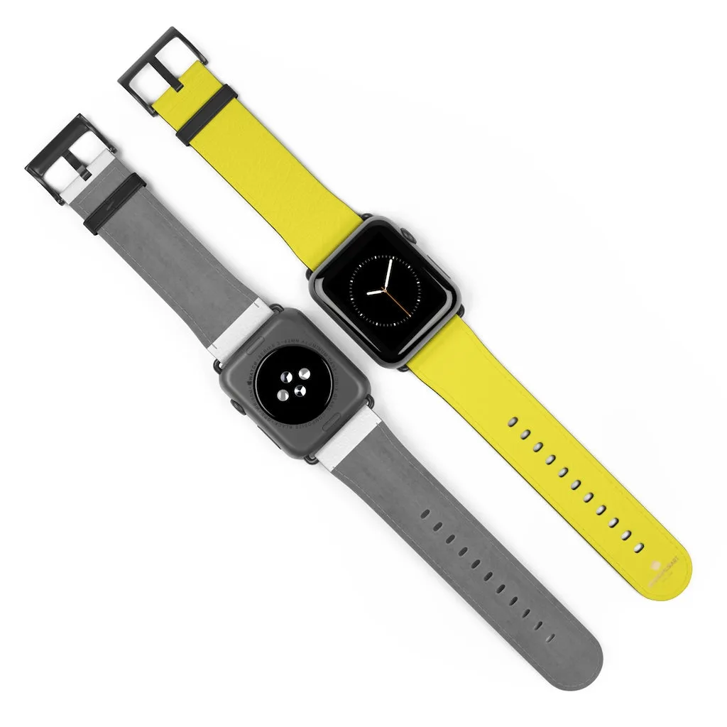 Yellow Solid Color Watch Band, 38mm/42mm Watch Band Strap For Apple Watches- Made in USA