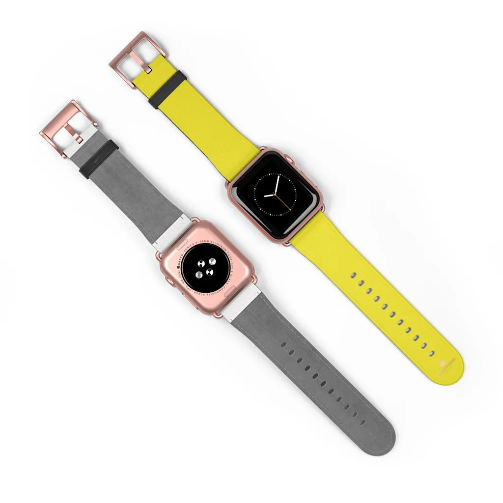 Yellow Solid Color Watch Band, 38mm/42mm Watch Band Strap For Apple Watches- Made in USA