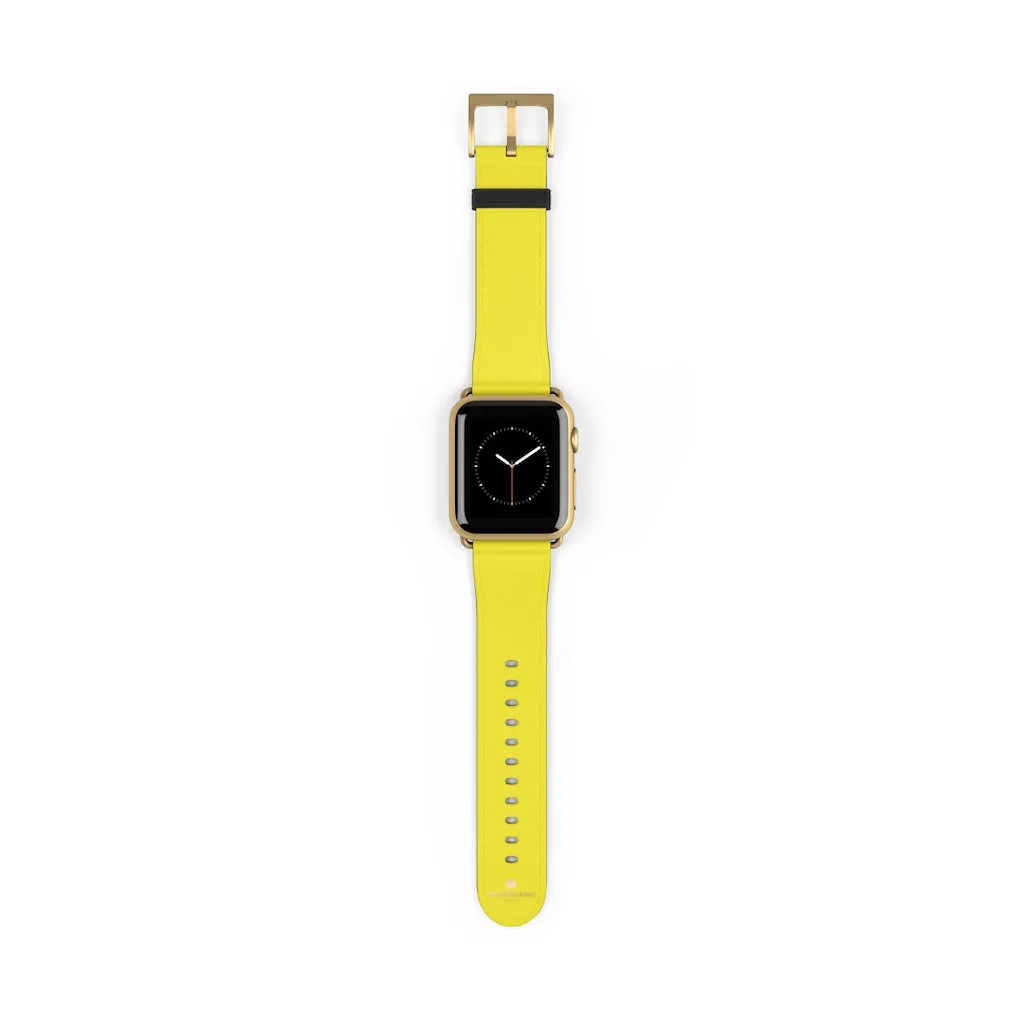 Yellow Solid Color Watch Band, 38mm/42mm Watch Band Strap For Apple Watches- Made in USA
