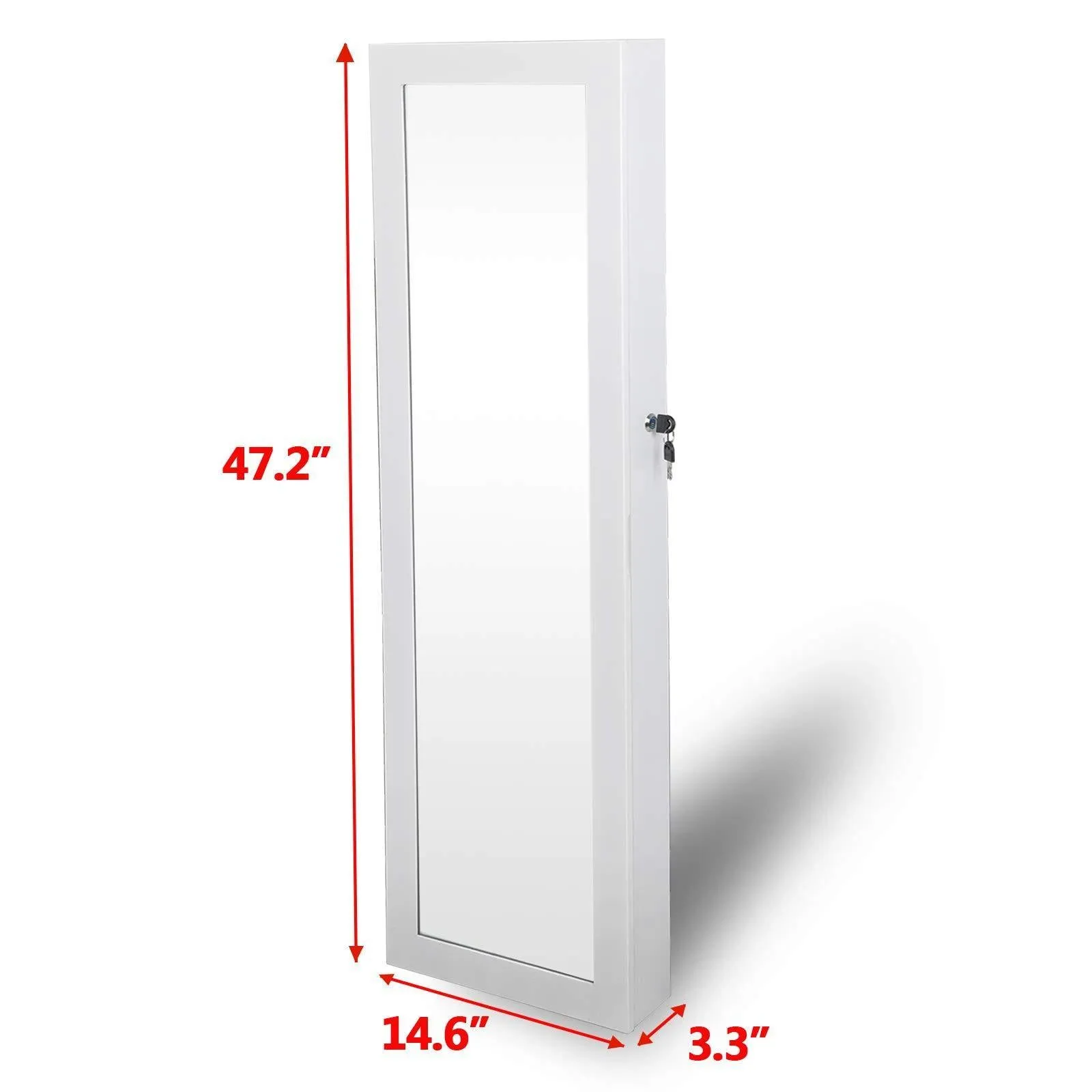 ZENSTYLE Jewelry Armoire Lockable Wall/Door Mounted Jewelry Organizer with Mirror and Drawers Jewelry Cabinet for Bracelet Ring Necklace Earring Watch Makeup Sunglasses